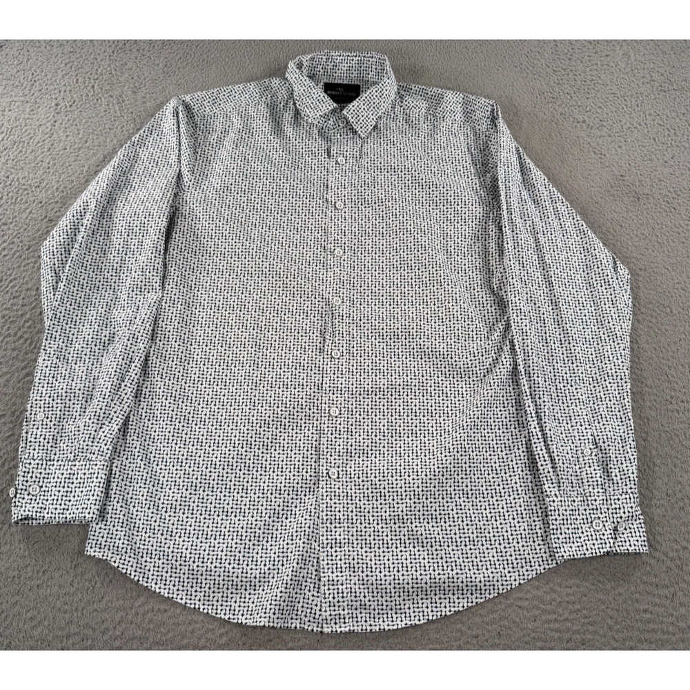 Rodd & Gunn Shirt Men's Large White Geometric Long Sleeve Sports Fit Button Up